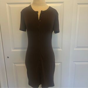 Chic Brown Button-Up Mini Dress